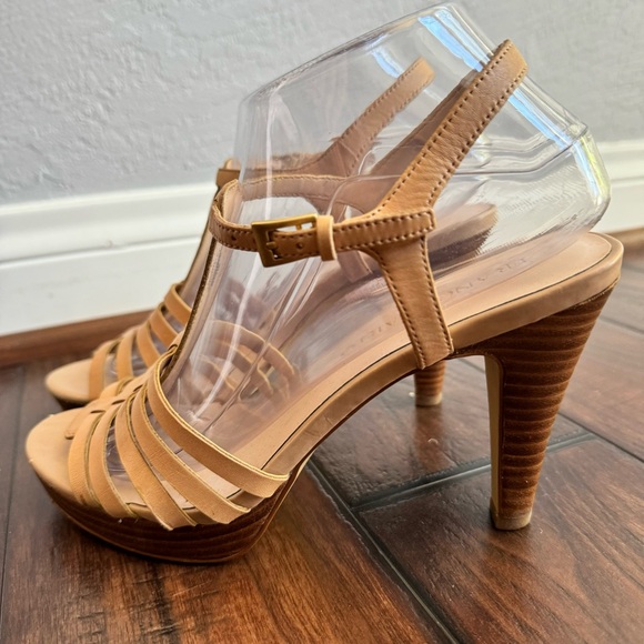Beautiful Franco Sarto Leather Martin Strappy Sandal Heels - Picture 6 of 12